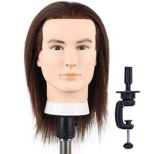 Male Mannequin Head Thick Hair Dresser Manikin Head Doll Head for Hair Styling and Practice